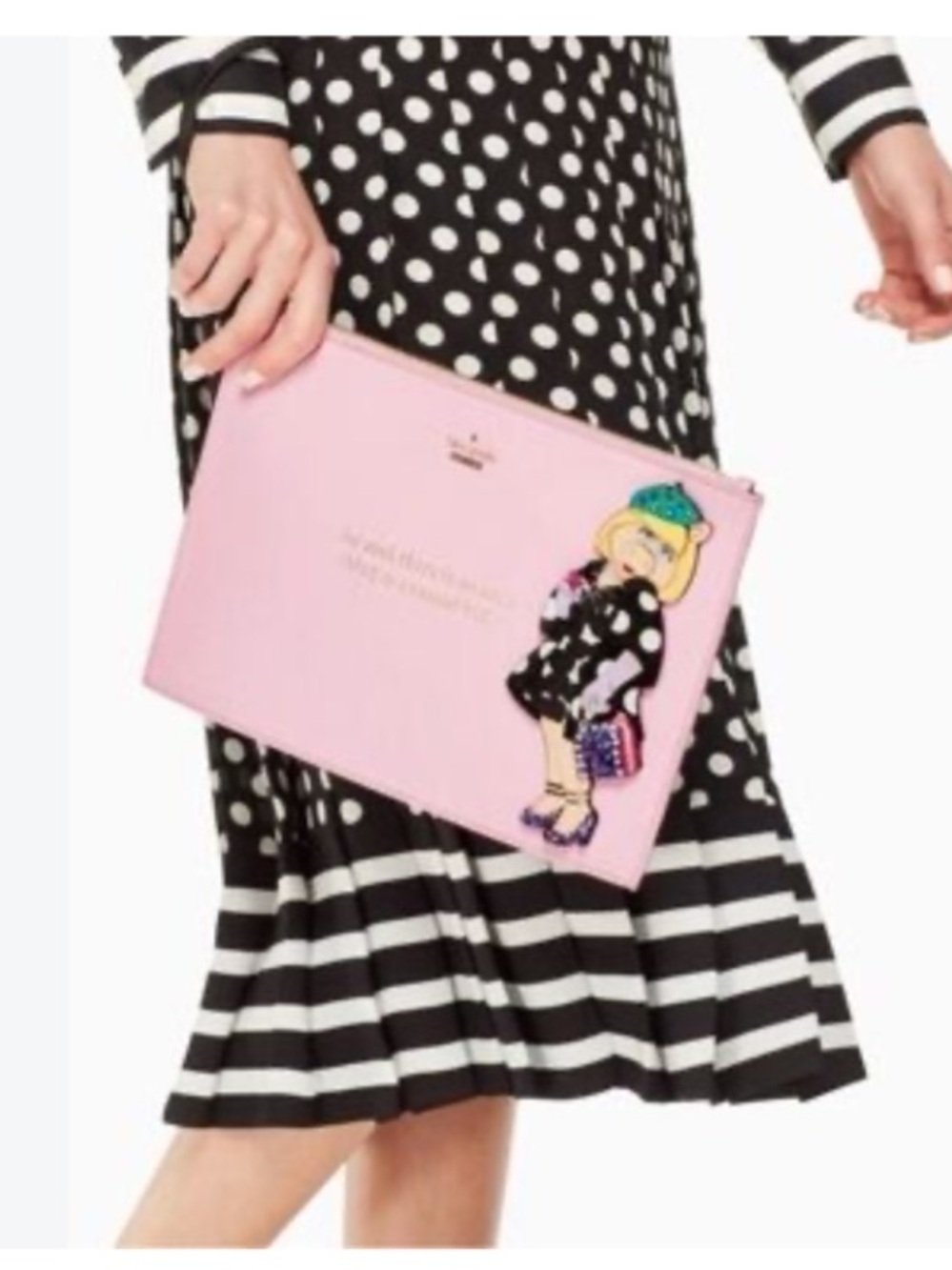 kate spade x Disney Miss Piggy Fancy Friday leather wristlet
